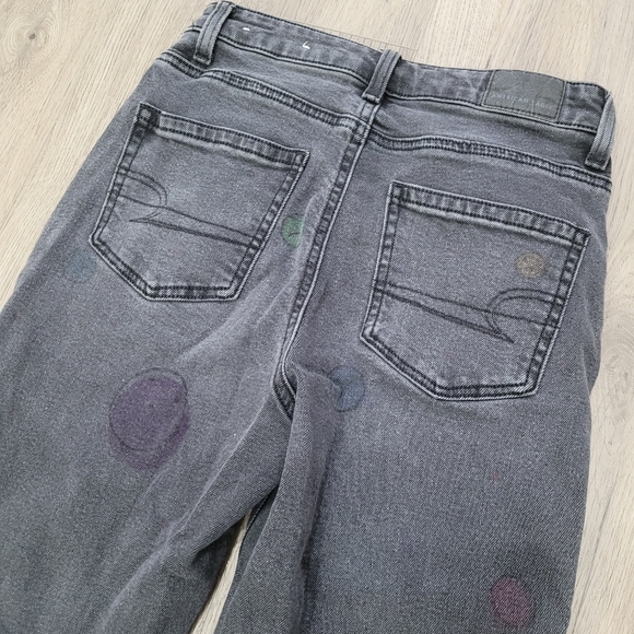 American Eagle Outfitters Grey Happy Face Pattern Jeans Denim Size: 00 - Picture 8 of 15